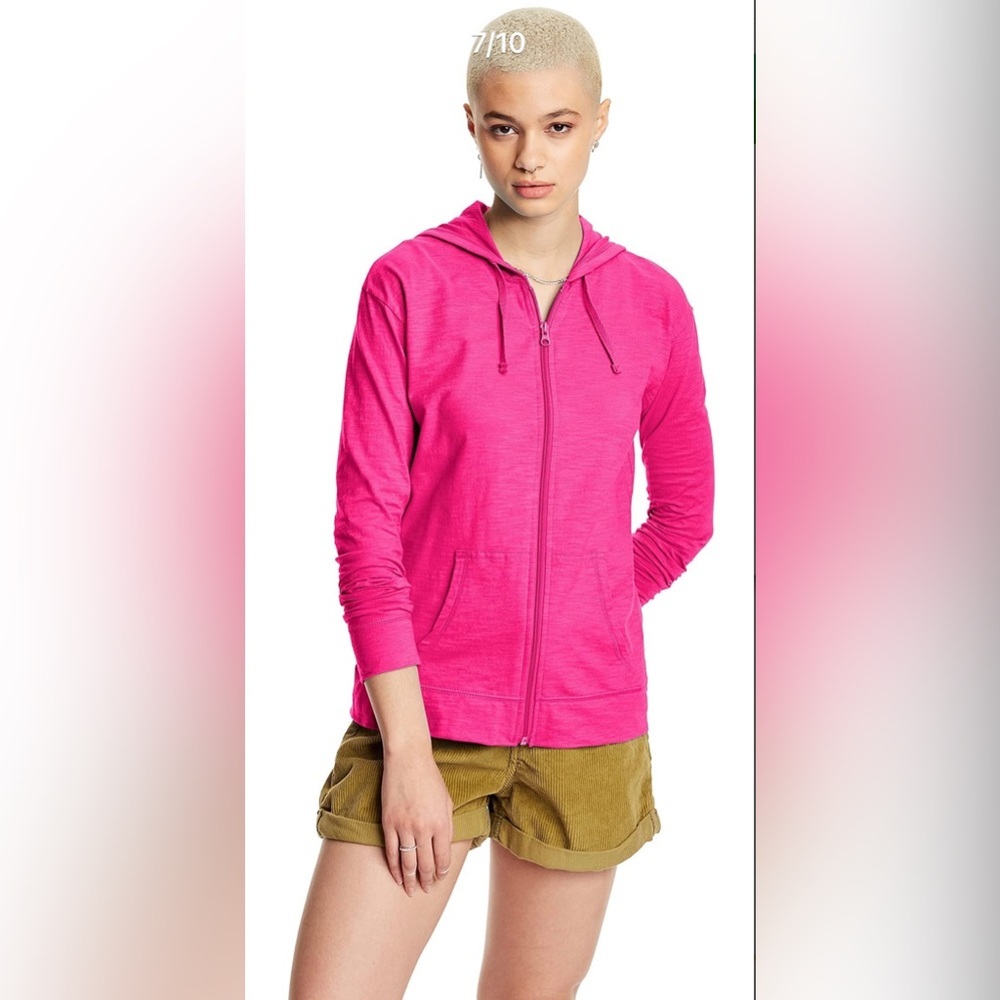 HANES woman’s zip front sweatshirt hoodie Pink Small NWOT - Picture 2 of 8